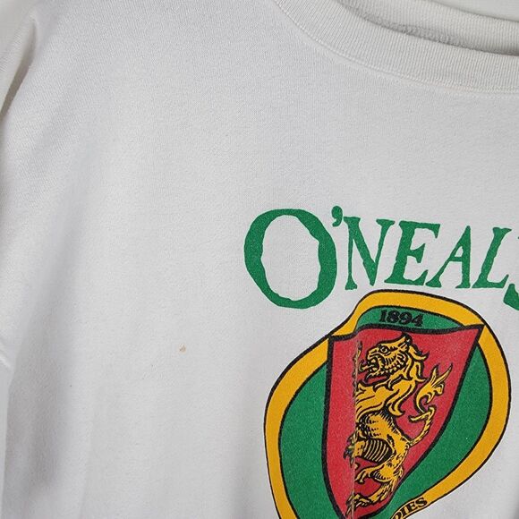 Vintage 80s O'Neal's Fine Ales Ireland Sweatshirt White Size L Made In USA - Picture 8 of 16
